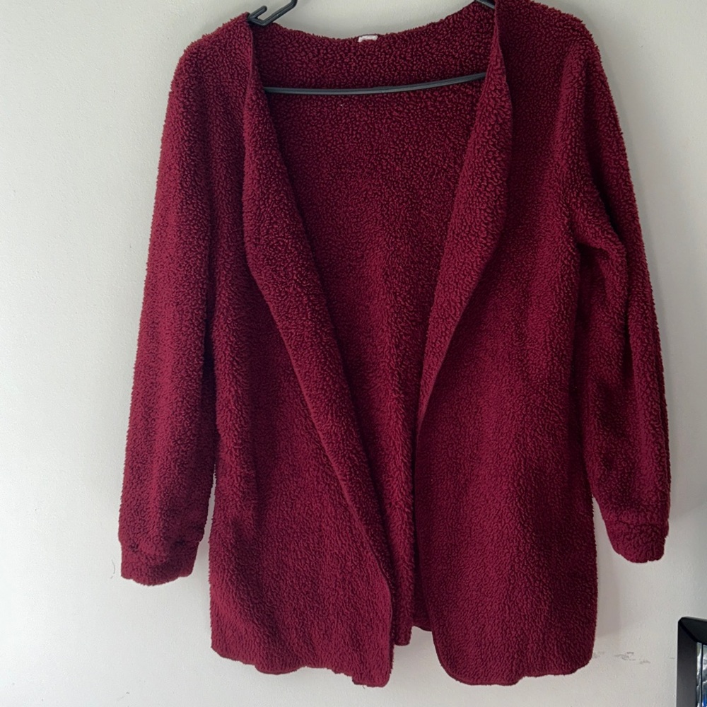Plush Burgundy Knit Cardigan